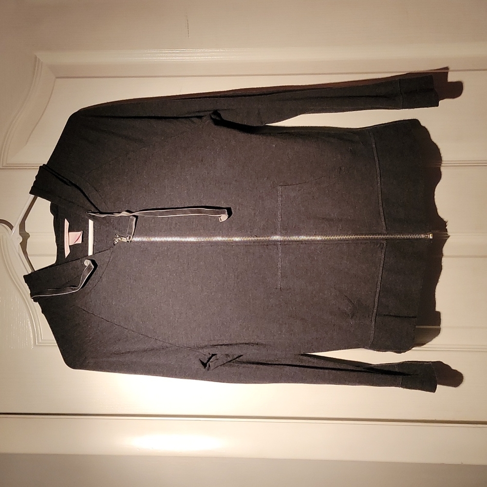 Victorias Secret Gray Zip Up Hoodie with rhinestone wings on back Size Medium